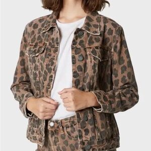 BLANK NYC Leopard Print Denim Jacket Size XS 100% Cotton